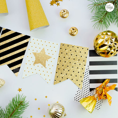 Kit Navidad y Año Nuevo Glitter Dorado Imprimible