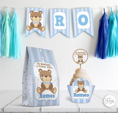 Kit Osito Teddy Deco y Candy Bar Imprimible Personalizado - De Juerga Eventos