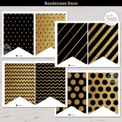 Kit Imprimible Banderines Dorado Y Negro Alfabeto Y Números en internet