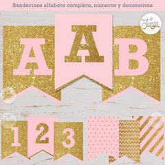 Kit Imprimible Banderines Dorado y Celeste Alfabeto Y Números (copia) - comprar online