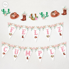 Kit Imprimible Cowgirl - Vaquera - Personalizado Deco y Candy Bar Super completa