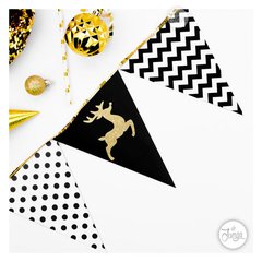 Banderines Año Nuevo 2023 y Fiestas Glitter Dorado Imprimible - comprar online