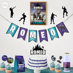 Kit Imprimible Fortnite Personalizado Deco y Candy Bar Super completa