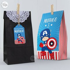 Kit Capitan América Personalizado Deco y Candy Bar para imprimir - De Juerga Eventos