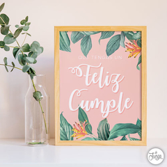 Kit Imprimible Desayuno Deco cumpleaños Tropical Rosa - tienda online