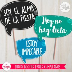 Photo Booth Cumpleaños Imprimible - Frases Props en internet