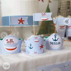 Kit Náutico Marinero Barcos Deco y Candy Bar Imprimible Personalizado