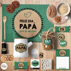 Dia del Padre Kit Imprimible Desayuno Papá - Verde y Madera