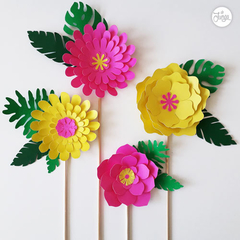 Topper De Flores Pack X4u. Cake Topper