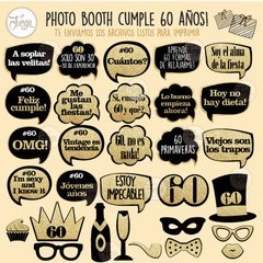 Photo Booth 60 Años Imprimible Cumple Props Glitter - comprar online