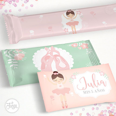 Imagen de Kit Imprimible Bailarina Flores Colores Pastel Personalizado