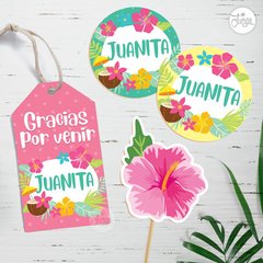 Kit Imprimible Hawaiano Tropical Deco y Candy Bar. - comprar online