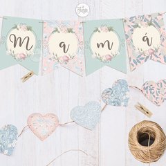 Kit Imprimible Día de la Madre Desayuno Celeste con Rosas Shabby - De Juerga Eventos