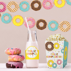 Kit Imprimible Donas. Decoración cumpleaños, SUPER COMPLETO Donuts - comprar online