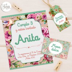 Imagen de Kit Shabby Chic Vintage Cumple, Bautismo, Baby Shower para imprimir