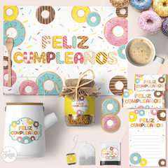 Kit Imprimible Donas. Decoración cumpleaños, SUPER COMPLETO Donuts en internet