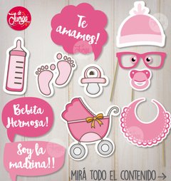 Photo Booth Baby Shower Nena. Props Imprimibles - comprar online