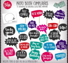 Photo Booth Cumpleaños Imprimible - Frases Props - comprar online