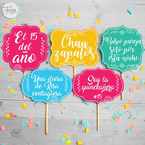 Photo Booth 40 Años Imprimible Cumple Props Glitter