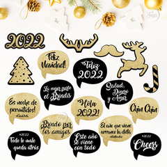 Kit Navidad y Año Nuevo Glitter Dorado Imprimible - comprar online