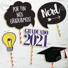 Photo Booth Graduación Egresados Frases Props Imprimible