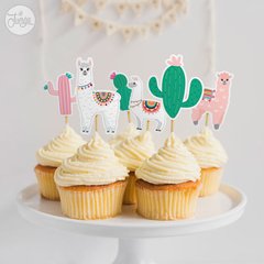 Toppers Llamas y Cactus Imprimibles para Tortas y Cupcakes