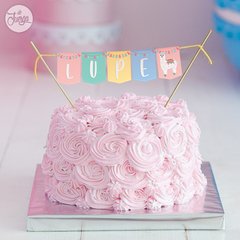 Topper Torta Banderines llama y cactus color Pastel. Alfabeto Completo y Numeros. Imprimibles