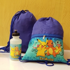 Kit sacochila com bolso + Squeeze lembrancinha para festa de aniversário - loja online