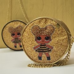 Bolsa de Glitter com alça de corrente - Lembrancinha tema LOL na internet