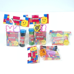 Kit massinha e bolinha de sabão personalizado lembrancinha para festa infantil tem Lego - Festa das Lembrancinhas