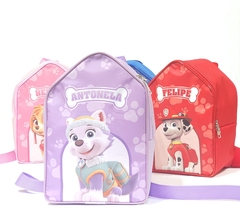 Mochila em formato casinha tema Patrulha Canina lembrancinha para festa de aniversário