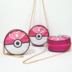 Bolsa de Glitter com alça de corrente Pokemon lembrancinha para festa de aniversário - loja online