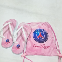 Kit sacochila+Chinelo para lembrancinha no tema Paris Saint Germain - Festa das Lembrancinhas