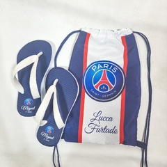 Imagem do Kit sacochila+Chinelo para lembrancinha no tema Paris Saint Germain