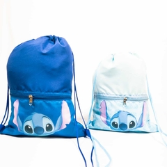 Imagem do Sacochila com bolso no tema Stitch para lembrancinha