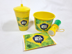 Kit pipoca torcedor - brinde para Copa do mundo e lembrancinhas tema Brasil na internet