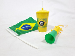 Kit pipoca torcedor copo - brinde para Copa do mundo e lembrancinhas tema Brasil