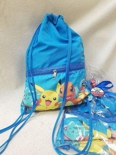 Sacochila com bolso Pokemon lembrancinha para festa infantil