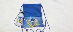 Kit lembrancinha Sacochila + Squeeze personalizado no tema Sonic - Festa das Lembrancinhas