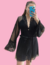 ROBE DE TULE POA E RENDA E MANGA FLARE- PRETO