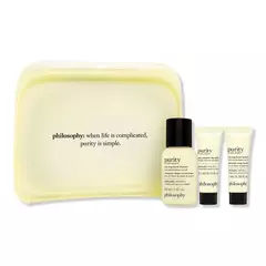 Philosophy Skincare 4pcs Purity Deluxe Samples Gift Set Yellow soft Gel Bag trial