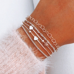 PULSERA CORAZONES DOBLE (PLATA 925) - comprar online