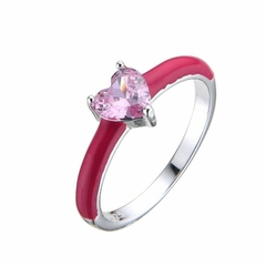 ANILLO DE CORAZON ROSA (PLATA 925)