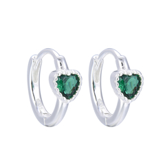 ARGOLLITAS CORAZON CUBIC VERDE 14MM (PLATA 925)