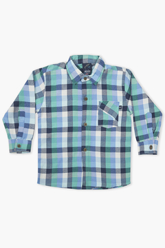 Camisa de viyela cuadrillé - Celeste/Verde