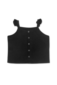 Blusa fibrana lisa con botones - Negro - comprar online