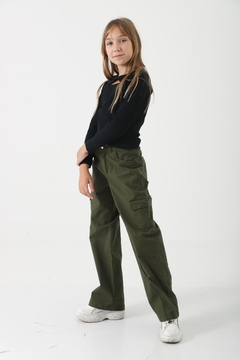 Pantalón gabardina wide leg cargo (ART 3451) - TIENDA MISSION