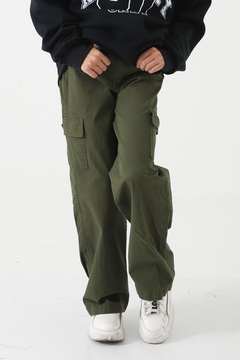 Pantalón gabardina wide leg cargo (ART 3451)