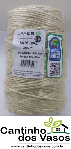 Corda de Sinsal Natural 3.2mm - 1kg - Cantinho dos Vasos