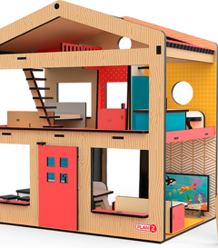 CASA DE MADERA INFANTIL CON MUEBLES PLAN Z - CIUDAD RAYUELA